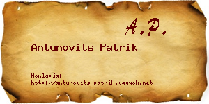 Antunovits Patrik névjegykártya