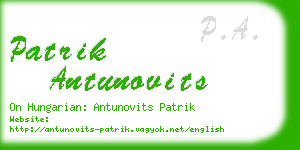 patrik antunovits business card